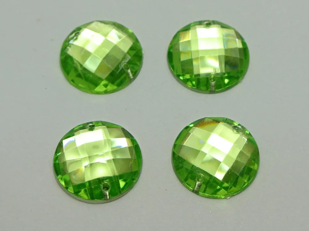 

50 мягкие зеленые акриловые плоские стразы для шитья, круглые пуговицы, 20 мм, Пришивные бусины