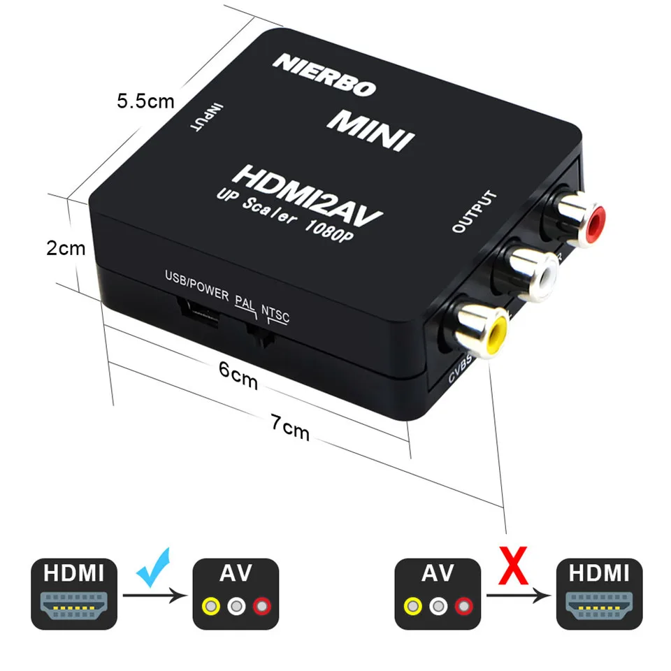 NIERBO HDMI К AV конвертер к RCA адаптер 1080P AV/3RCA/CVSB преобразователь сигнала Поддержка
