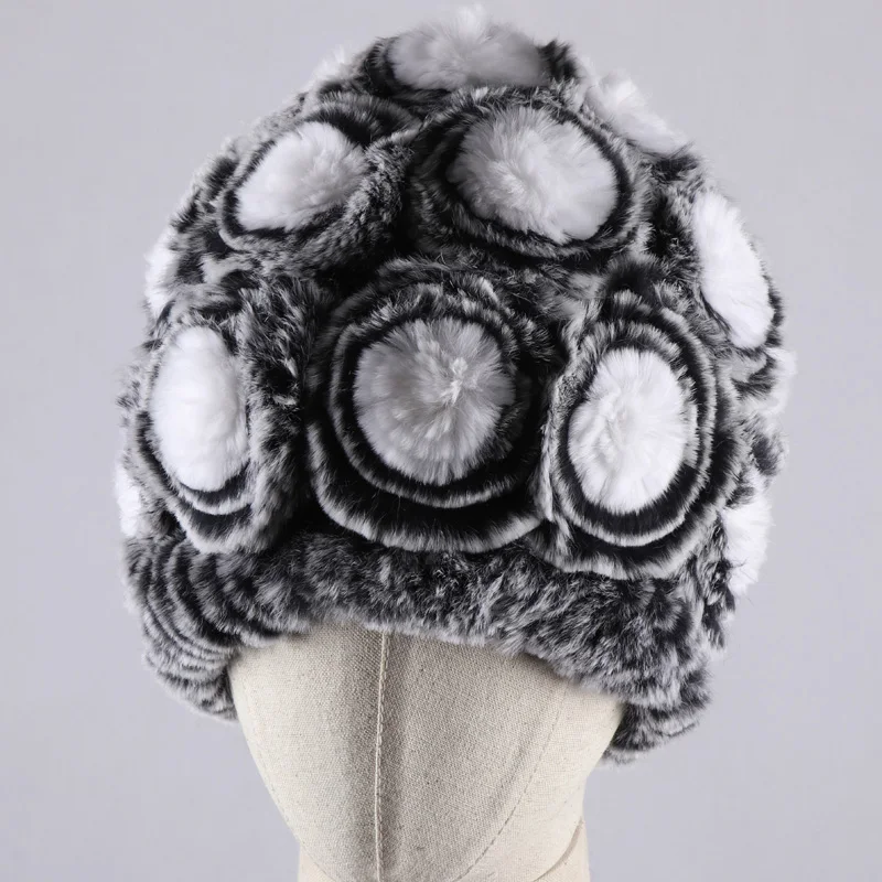 Модная меховая шапка для девушек женская зимняя из натурального меха кролика