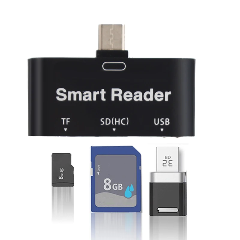 Высококачественный мини 3 в 1 Type-C USB 0 OTG SD/TF удлинитель карты смарт-кардридер