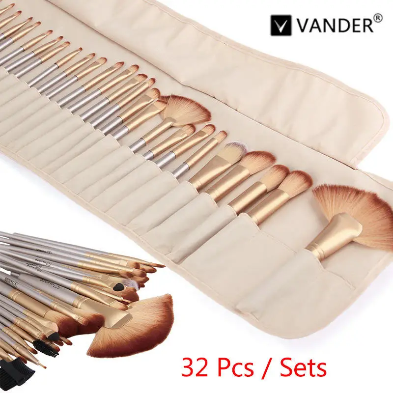 Vanderlife 32 шт./компл. кисти для макияжа цвета шампанского и золотого