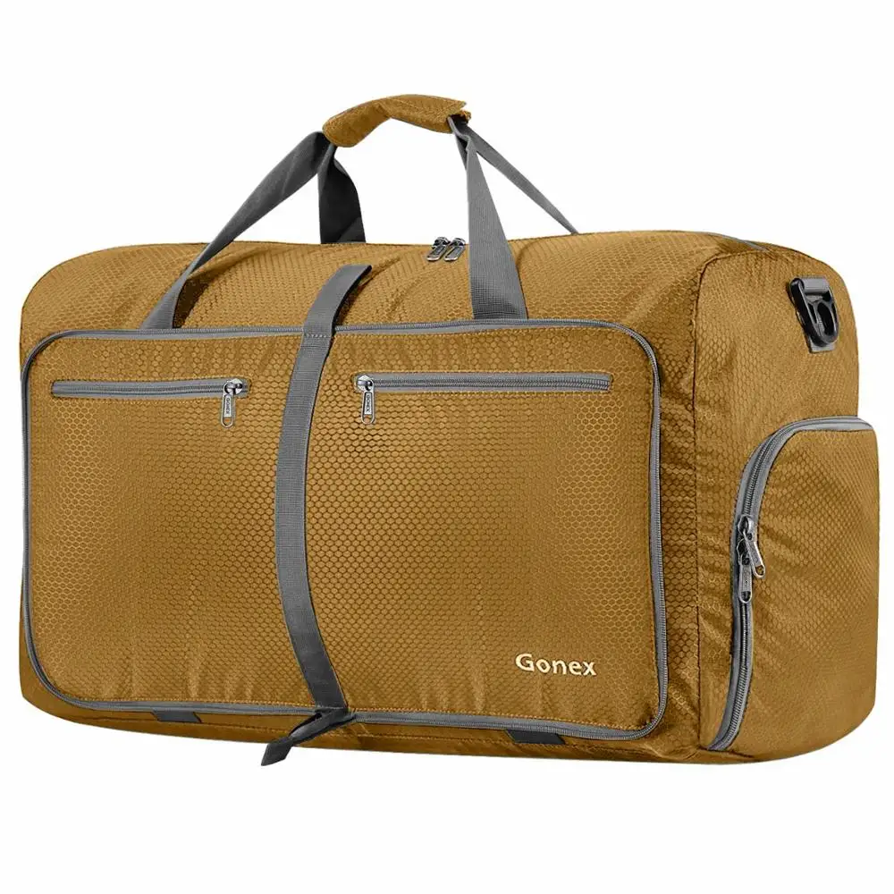 Gold Gonex 80L, модные мужские дорожные сумки, большой нейлоновый чемодан, сумка для спортзала, выходных, отдыха, деловой поездки - Цвет: Gold