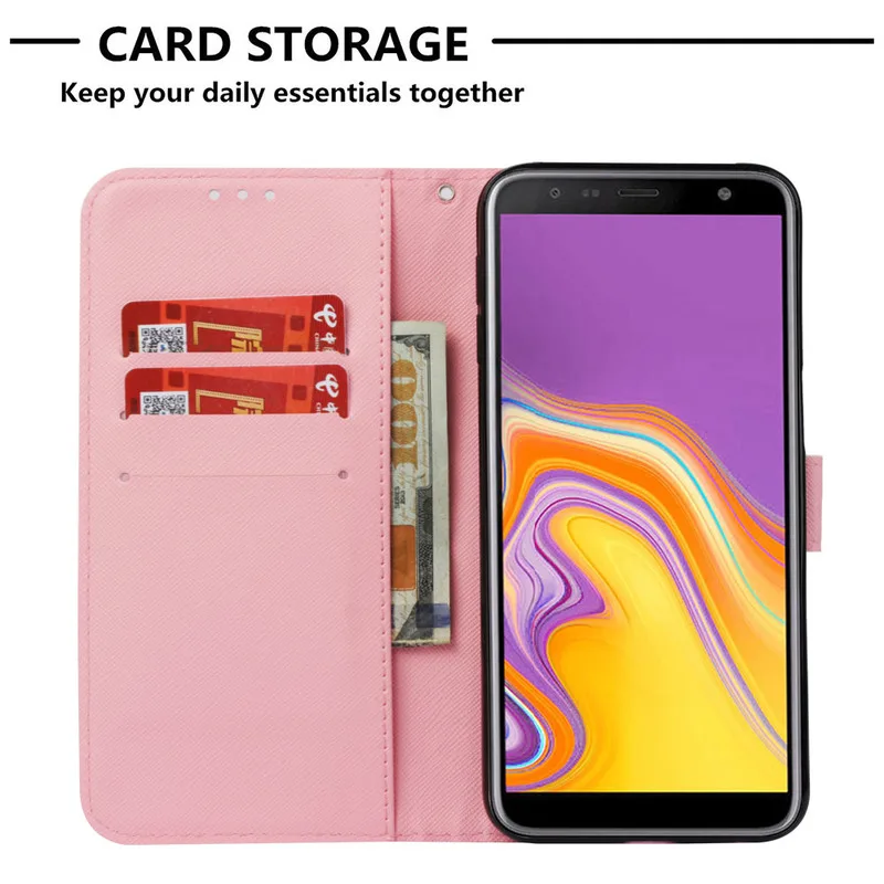 Кожаный чехол с откидной крышкой для Samsung Galaxy J4 Plus + модель J415 SM-J415FN/DS 3D