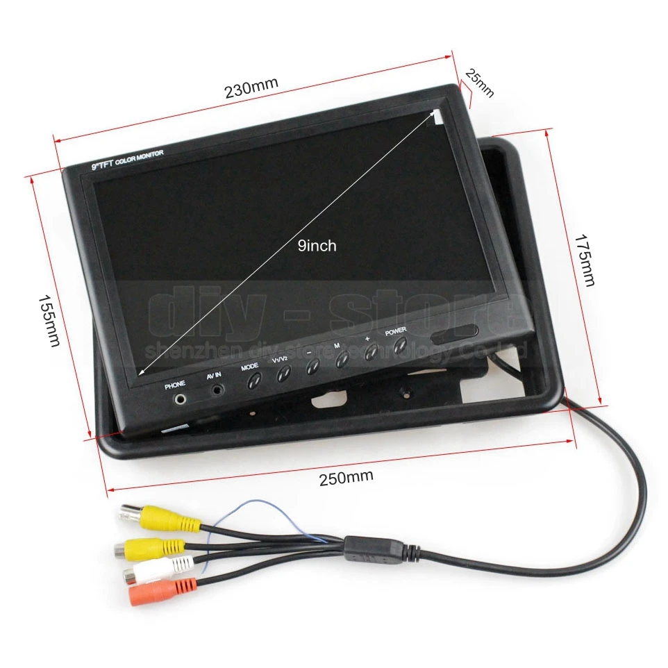 Diykit 9 дюймов TFT ЖК-дисплей видео безопасности Мониторы Дисплей обратный заднего