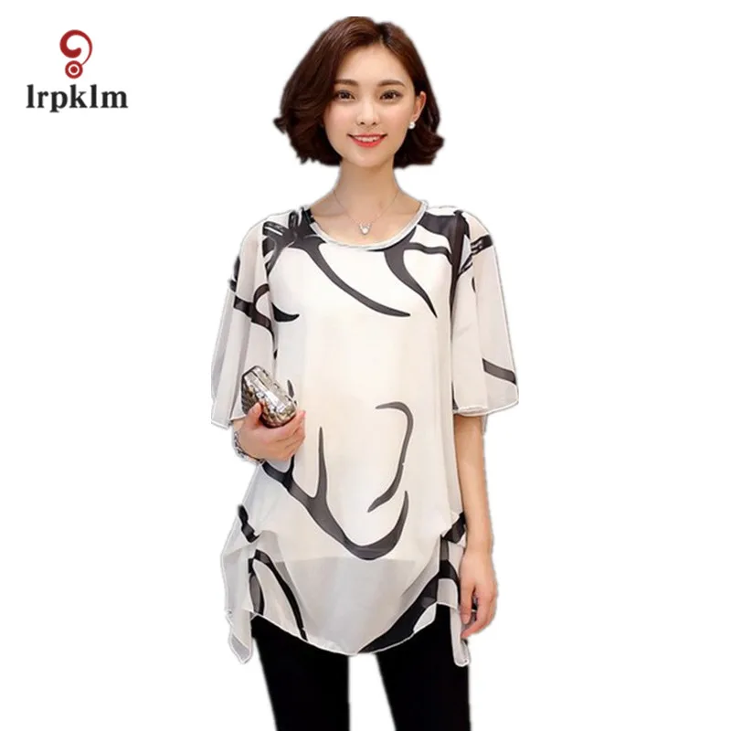 2017 летняя Корейская женская Свободная шифоновая рубашка с коротким рукавом