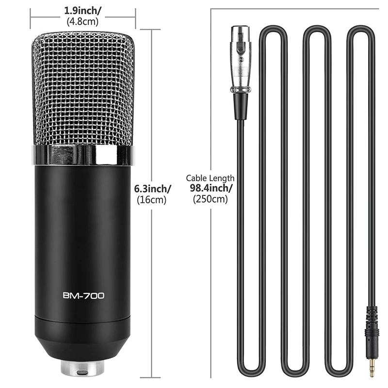 Ituf BM 700 Professional Condenser Microphone High Quality 3.5mm Wired Sound Recording microphone for computer Phantom power | Электроника