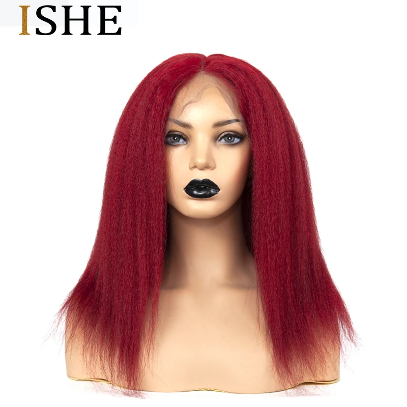Harga Warna Merah Penuh Renda Rambut Manusia Wig Keriting Lurus Digunakan Dipetik Dengan Bayi Rambut Tanpa Glueless Tanpa 13X6 Renda Depan Wig Untuk WANITA HITAM Remy