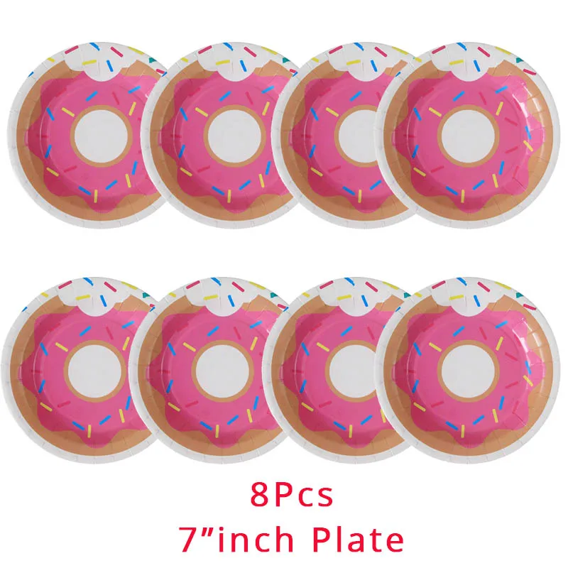 7 inch plate MEIDDING пончик вечерние одноразовые тарелки пончик день рождения торт из конфет пончик тарелки, блюдца Новогодние рождественские принадлежности - Цвет: 7 inch plate