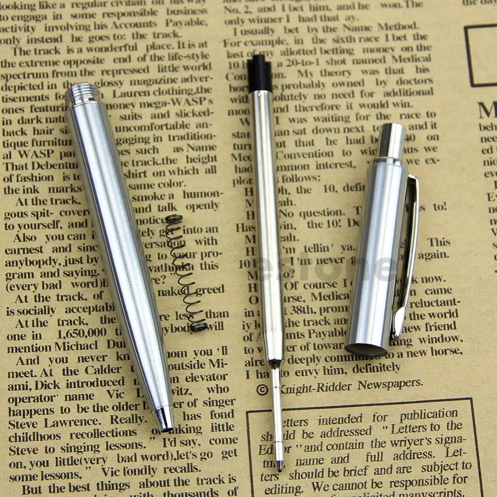 

High Quality Hot Sale Stainless Steel Metal Ballpoint Pen Silver Trim BAOER37