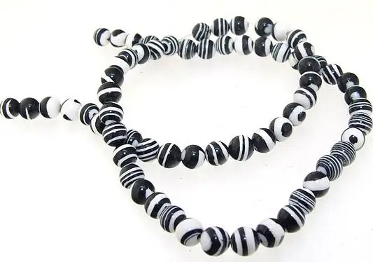 

Unique Pearls jewellery Store White Black Malachite Jasper 6mm Gemstone Loose Beads 15'' Full One Strand LC3-255