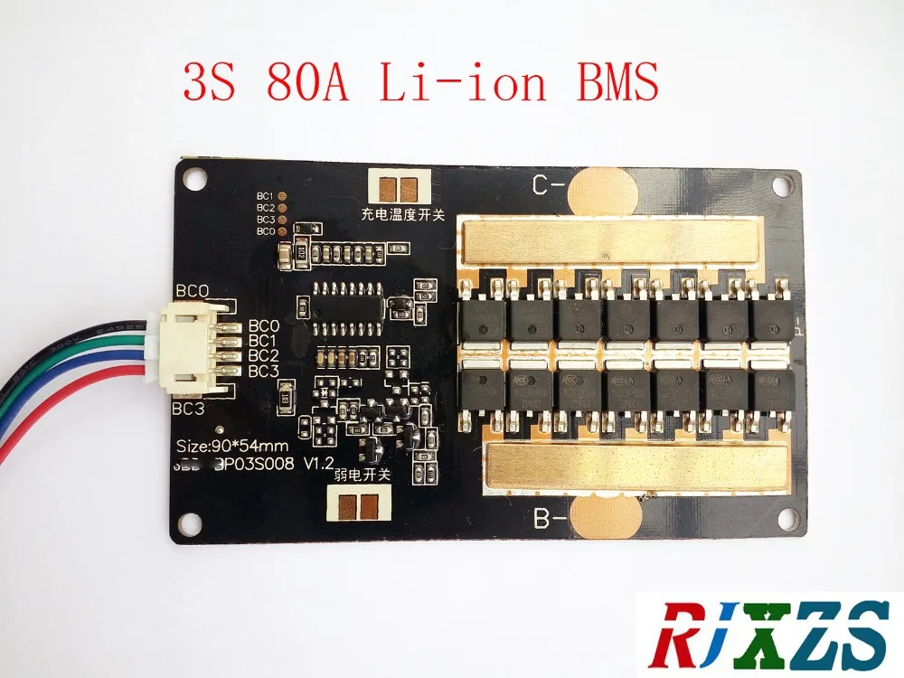 3S 80A lipo литий полимерная BMS/PCM/PCB плата защиты аккумулятора для 3 упаковок 18650 ионных