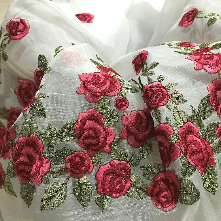 Изысканная органза жаккардовая вышивка Многоцветный ткани DIY аксессуары для