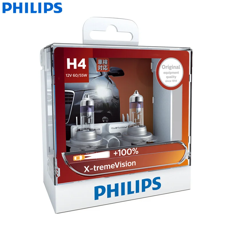 Philips X-treme Vision 9003 HB2 H4 12V 60/55W P43t 12342XVS2 More Vision светильник автомобильный галогенный головной светильник Hi/lo луч(двойная упаковка