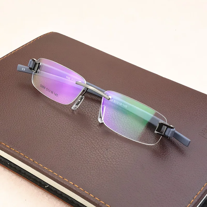 

2023 frameless eye glasses frames for men elastic mirror legs glasses frame women Myroid computer custom prescription Optical