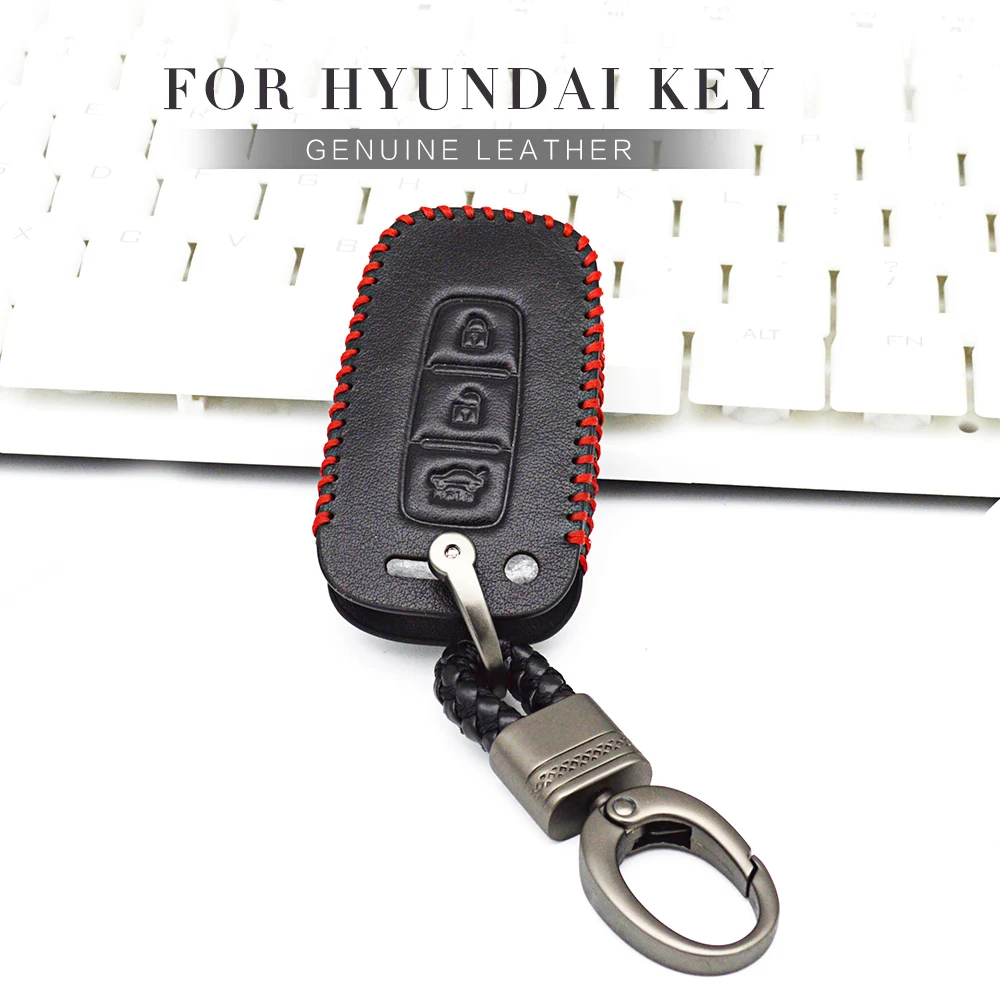 Кожаный чехол для автомобильного ключа с дистанционным управлением Hyundai Santa Fe