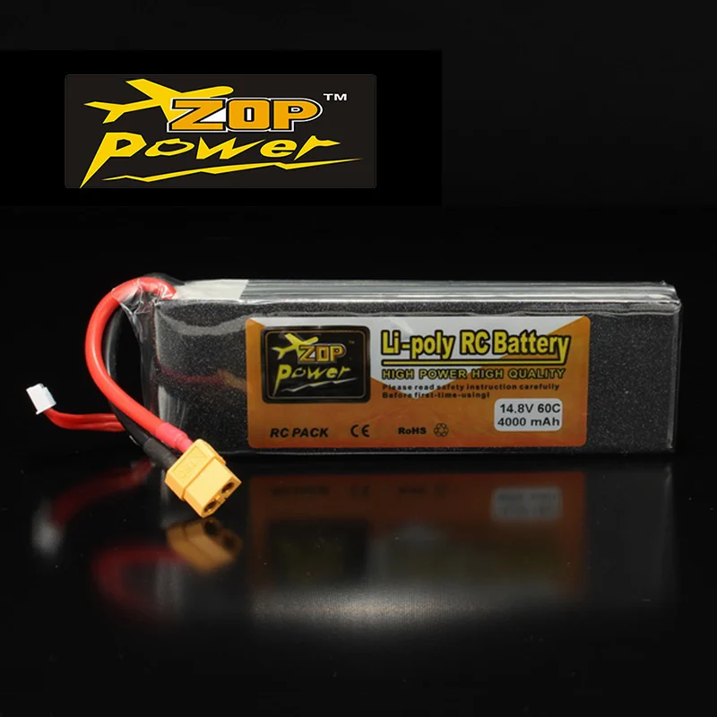 Высокомощный перезаряжаемый литий полимерный Батарея ZOP Мощность 14 8 V 4000 мА/ч 4S 60C