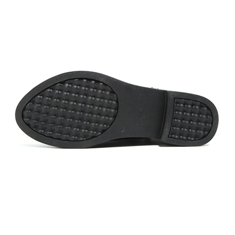 Женские ботильоны из натуральной кожи с круглым носком на молнии|bota feminina|heeled ankle