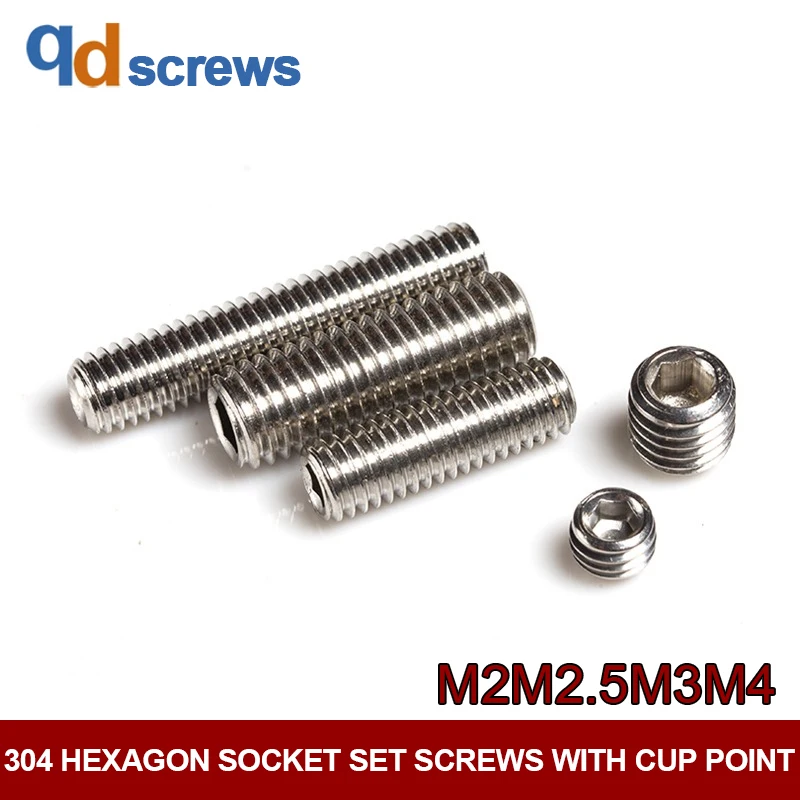 

304 M2M2.5M3M4 hexagon socket set screws with cup point inner hexagon concave end tightening set screw DIN916 GB80 ISO 4029