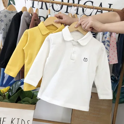 

Baby Boys Clothes Brand New Toddler Infant Spring Autumn Kids Boys Long Sleeve T Shirt Baby Turn-down Collar Tee Shirts 1-4years