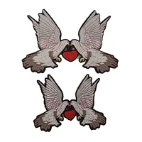 set of 2pc love bird of peace patches iron on stickers pigeon embroidered patch for clothes diy patchwork dove badge appliques