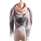 LaMaxPa 2018 Новый Модный зимний теплый клетчатый треугольный шарф для женщинледи одеяло Пашмина шаль длинный кашемировый женский Фотофон
