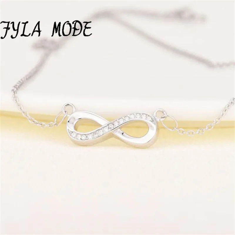 Европейский Бесконечность Для женщин Цепочки и ожерелья 925 серебро кристалл