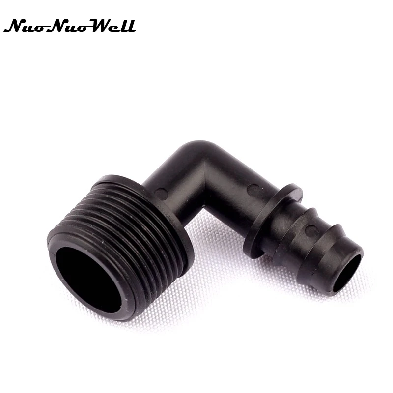 

5pcs NuoNuoWell 3/4" to 16 Male PE Hose Barbed Connector Garden Hose Threaded Elbow Greenhouse Drip Irrigation System Fittings