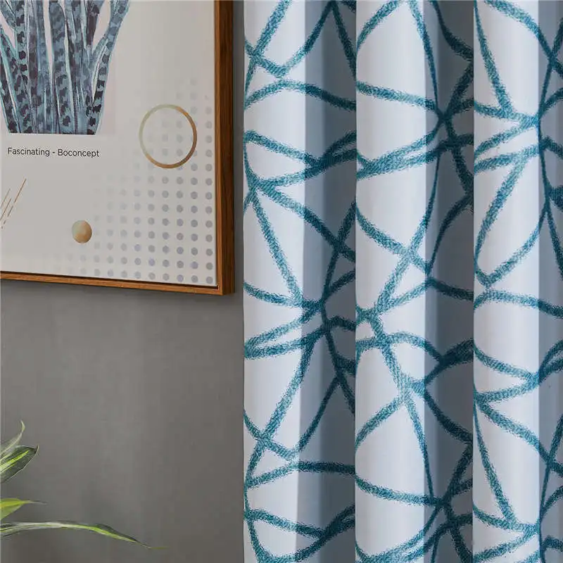 Teal Curtain Topfinel, неровные полосы, тепловые затемненные шторы для спальни, обработка окна, черные шторы для гостиной, декоративные - Цвет: Teal Curtain