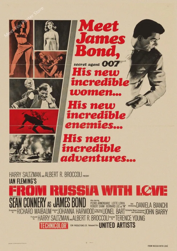 007 James Bond фильм плакат крафт-бумага стена коричневый ВИНТАЖНЫЙ ПЛАКАТ Бар Кафе гостиная плакаты обои домашний Декор подарок A3
