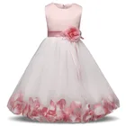 Бальное платье для девочек, с цветочным принтом, из тюля, с лентами