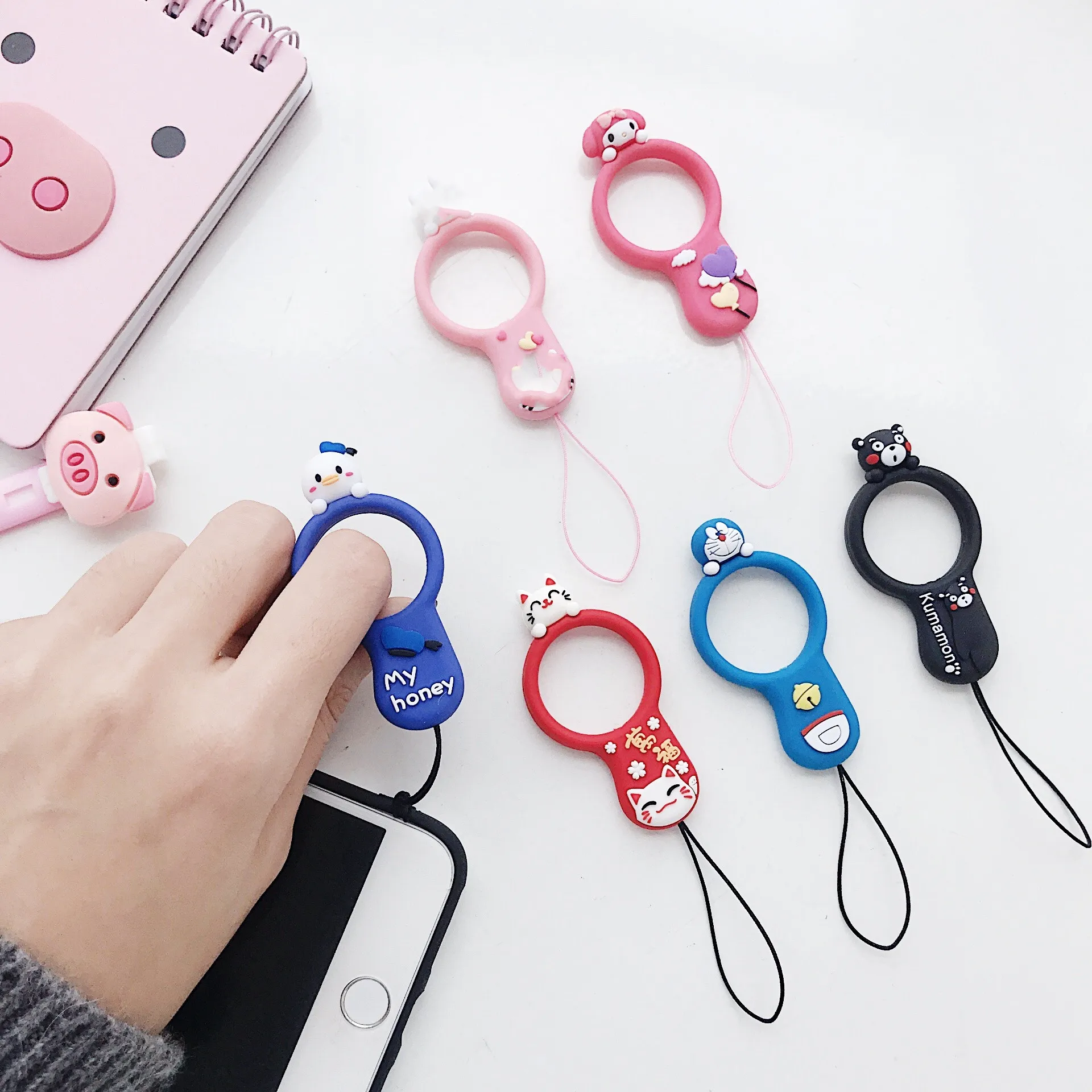 Кольцо на палец для телефона, ремешки, каваи, силиконовые ремешки, USB держатель для ключей, веревка для мобильного телефона, мини-ремешок
