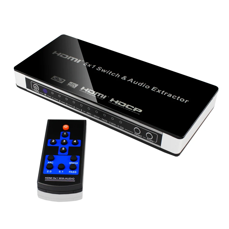 Совместимому с HDMI переключатель 5x1 HD конвертер аудио экстрактор поддержка 4K x 2K 3D