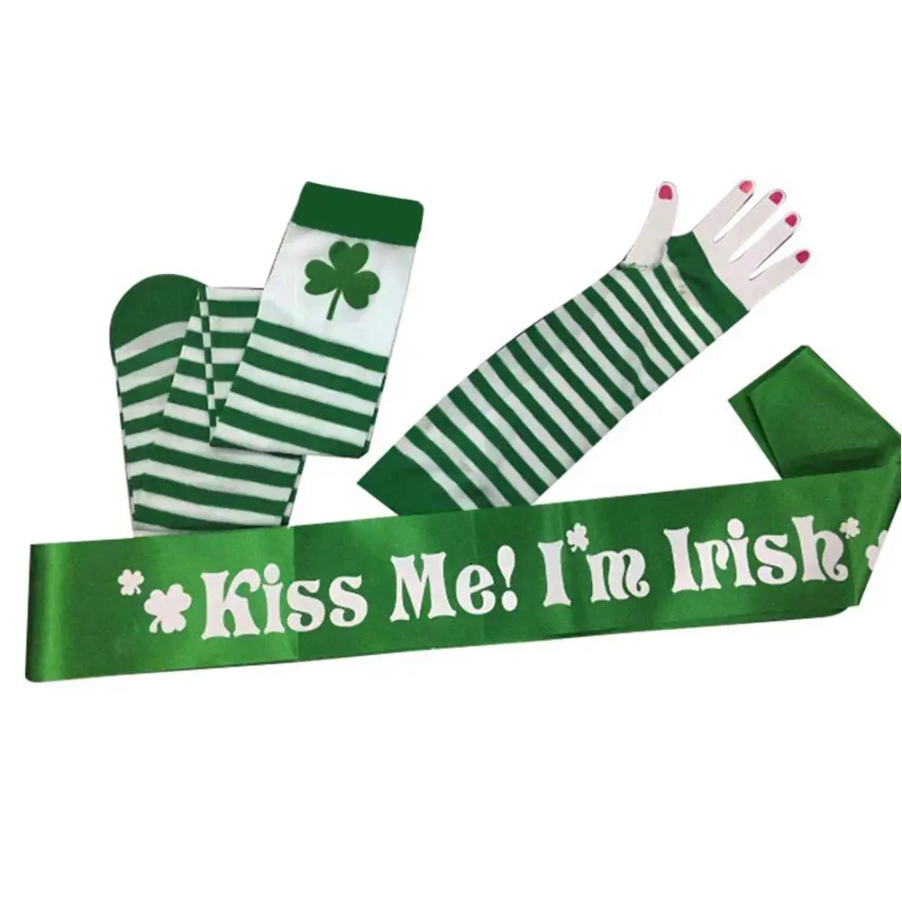 3 шт. ST Patrick Day Clover чулки без рукавов с буквенным принтом Аксессуары: