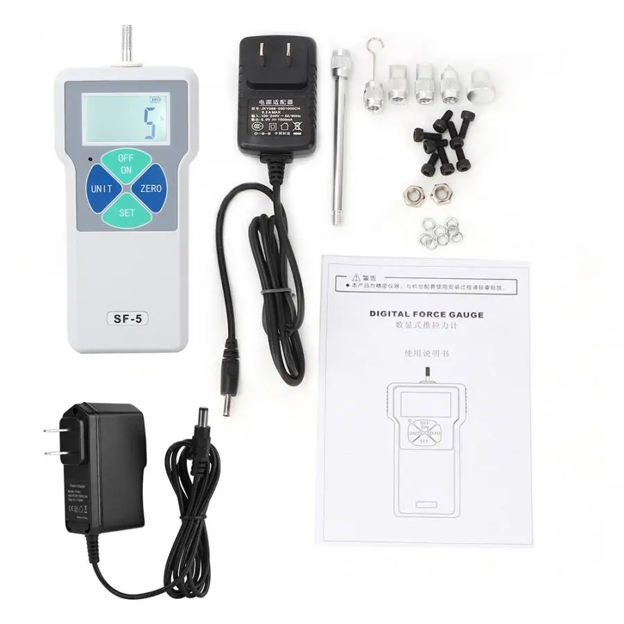 Цифровой измеритель силы портативный толчка и тяги 5N 100-240 в вилка стандарта
