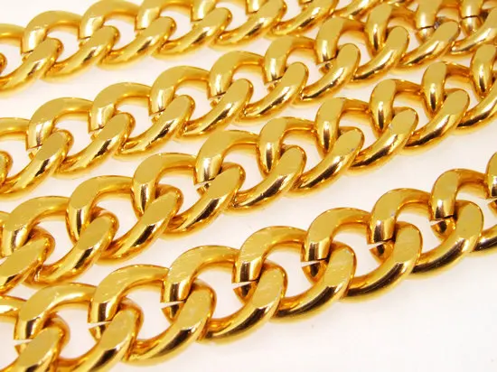 

1 yard 24k gold on plated aluminum alloy circle twist cable chain width 16mm for diy necklace ,bags chuck ,chucky chain