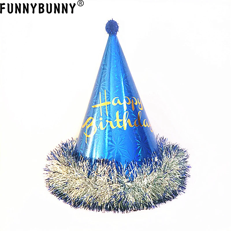Праздничные шапки FUNNBUNNY с бахромой из фольги ассорти для первого дня рождения