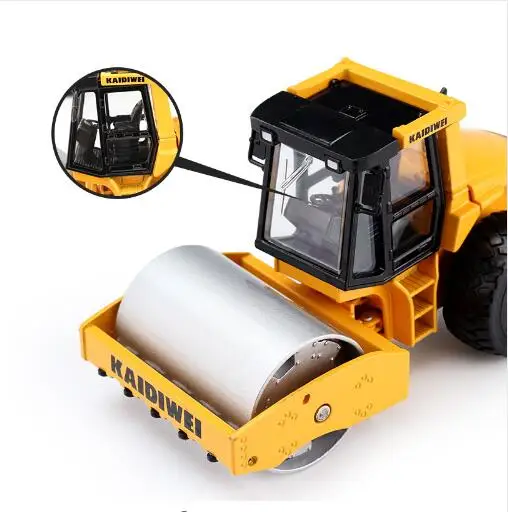 

New Scale Single Steel Wheel Road Roller Simulation Car 1:50 Alloy Engineering Vehicle Model Metal Children Hobby Model Toys