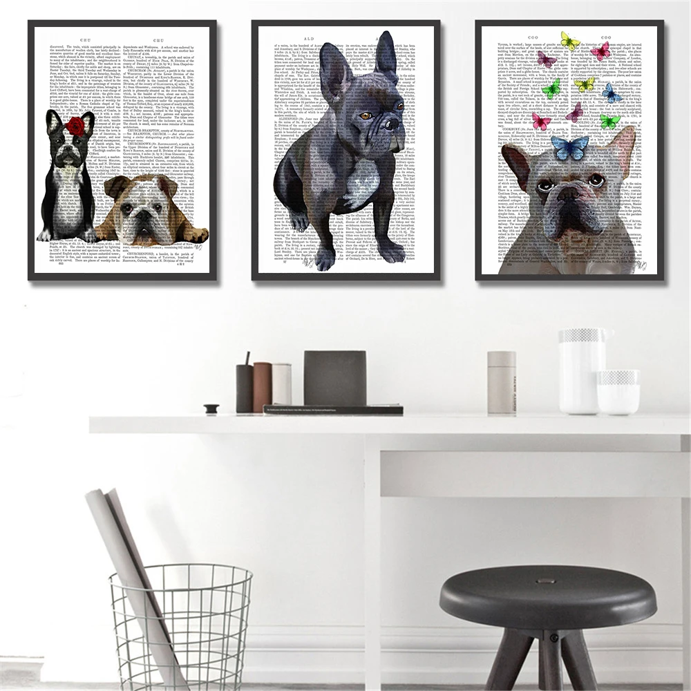 Abstract Painting Wall Pictures for Living Room Home Decor Cute Dog Paper Quotes Kids Art Canvas Poster Cuadros | Дом и сад