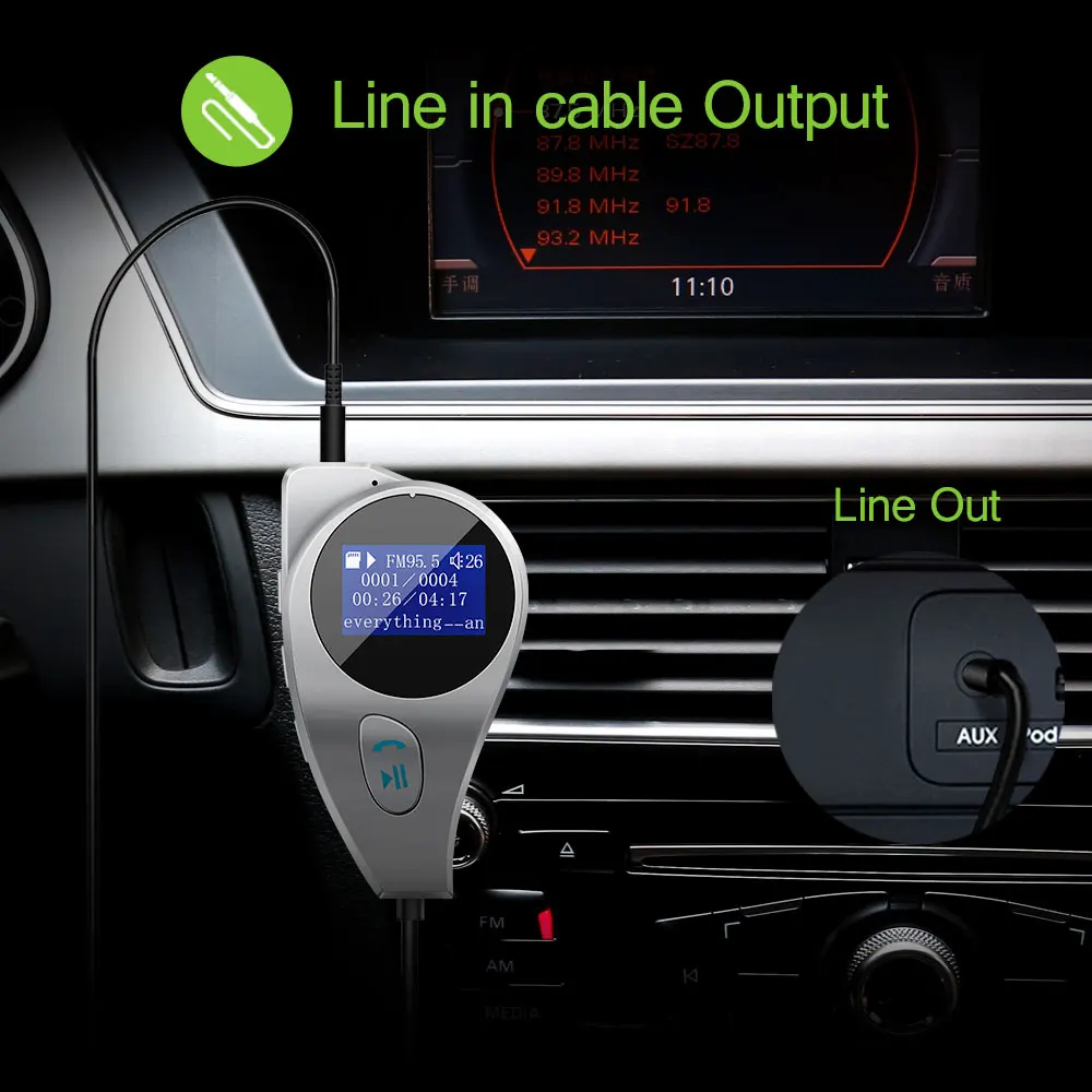 Aozbz Bluetooth автомобильный набор, свободные руки, mp3 музыкальный плеер FM передатчик модулятор 2.1A устройство для автомобиля с двумя портами USB Зарядное устройство Поддержка, u-диск, tf-карта, DC 12 V/24 V