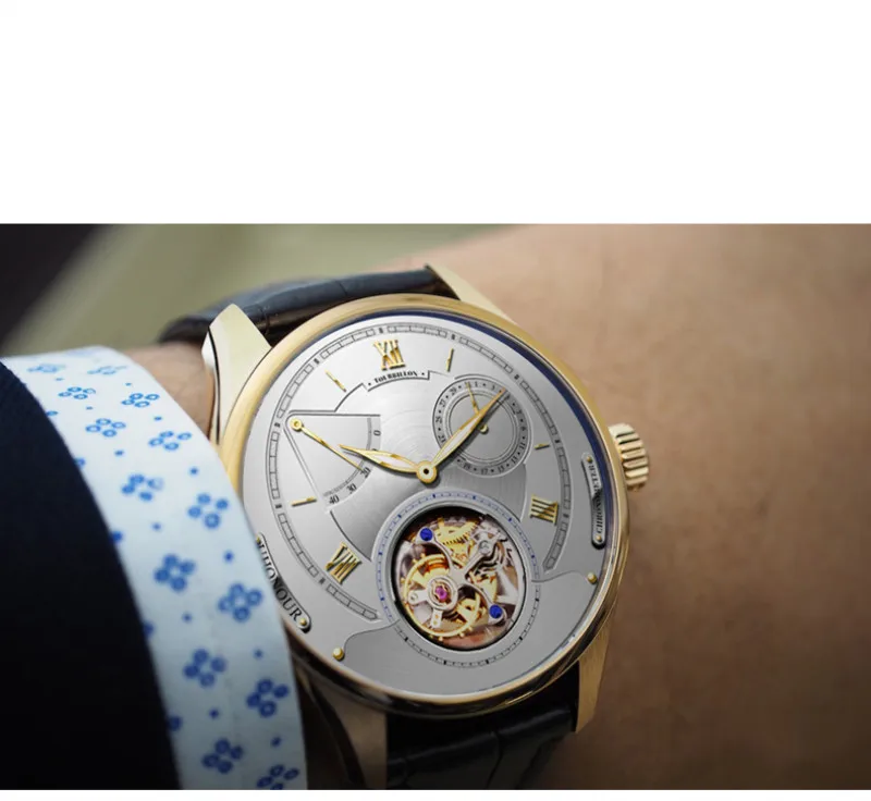 Роскошные Высококачественные швейцарские мужские часы Tourbillon с сапфировым