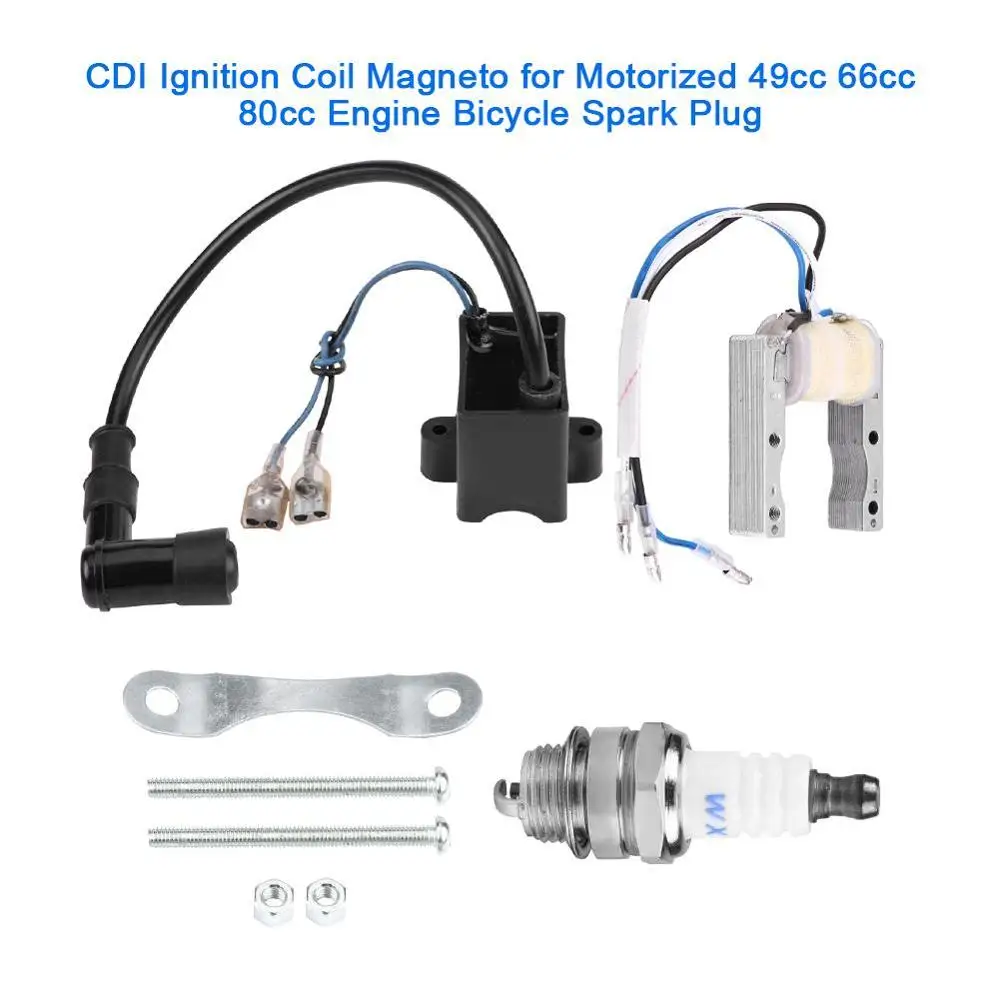 

Магнитная катушка зажигания CDI для моторизованного двигателя 49 куб. См 66 куб. См 80 куб. См свеча зажигания для велосипеда