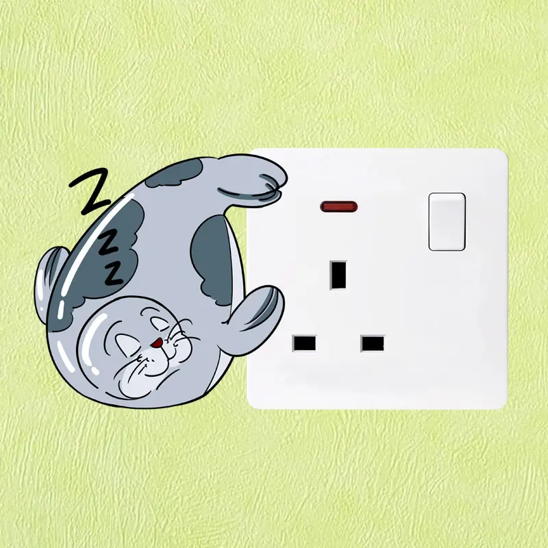 YOJA Sleeping Grey Seal Wall Sticker Room Switch Decal High Quality Home Accessories For Kids 8SS1266 | Дом и сад
