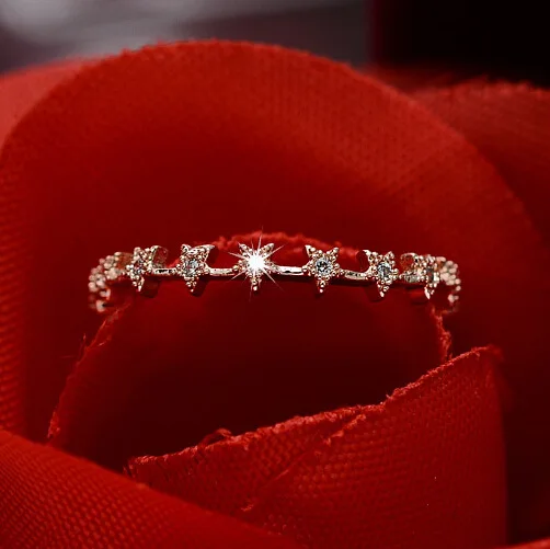 2020 модное Стильное кольцо со звездами крошечные нежные Золотые/розовые золотые