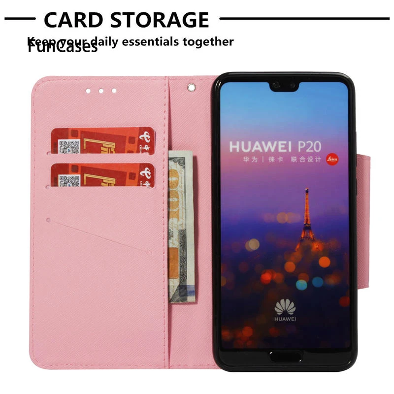 Большой размер Магнит Кнопка чехол для телефона HUAWEI P20 2018 PU Кожаные чехлы EML-L29 Dual