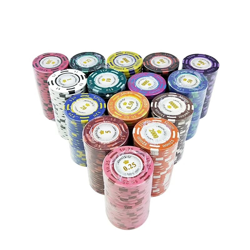 

Easytoday 20Pcs/set Upscale Poker Chips Set 14g Clay Embedded iron Texas Hold'em Baccarat Professional Poker Chip Games