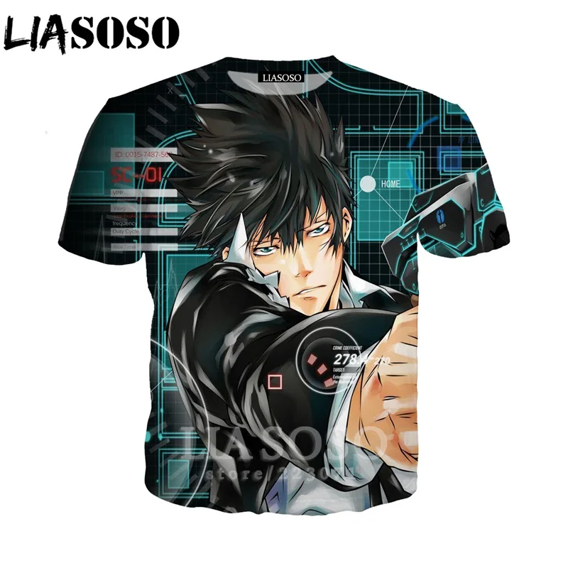 LIASOSO летний модный свитшот с 3D принтом для мужчин и женщин аниме Psycho Pass футболка