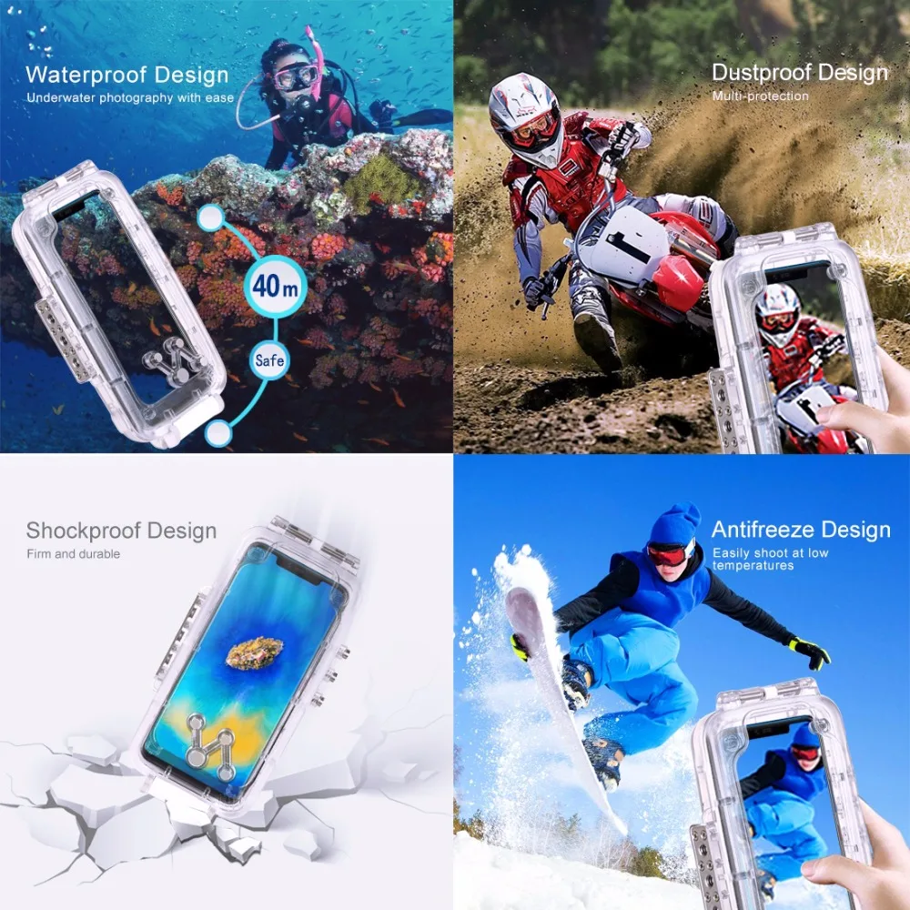 PULUZ 40 м водонепроницаемый корпус для дайвинга для huawei mate 20 Pro фото видео съемки подводный чехол Чехол