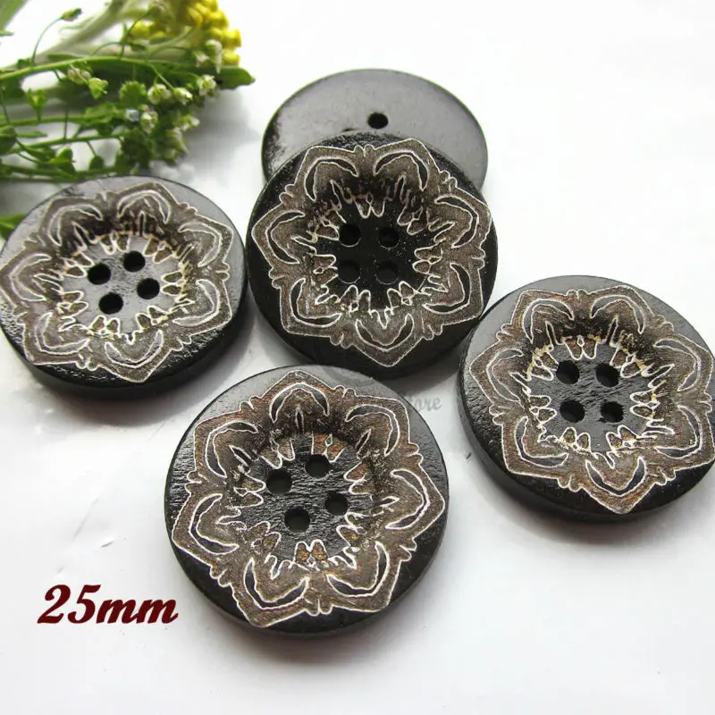 144 шт. 25 мм 1 дюйм 4 отверстия|buttons for sewing|brown wooden buttonswooden buttons |