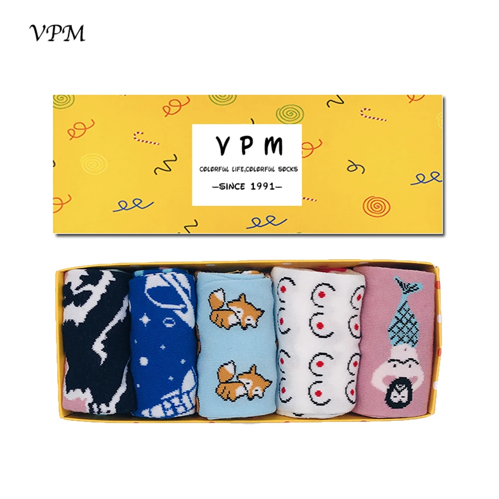 VPM для женщин повседневные цветные носки Harajuku Забавный Фудзи красоты юаней