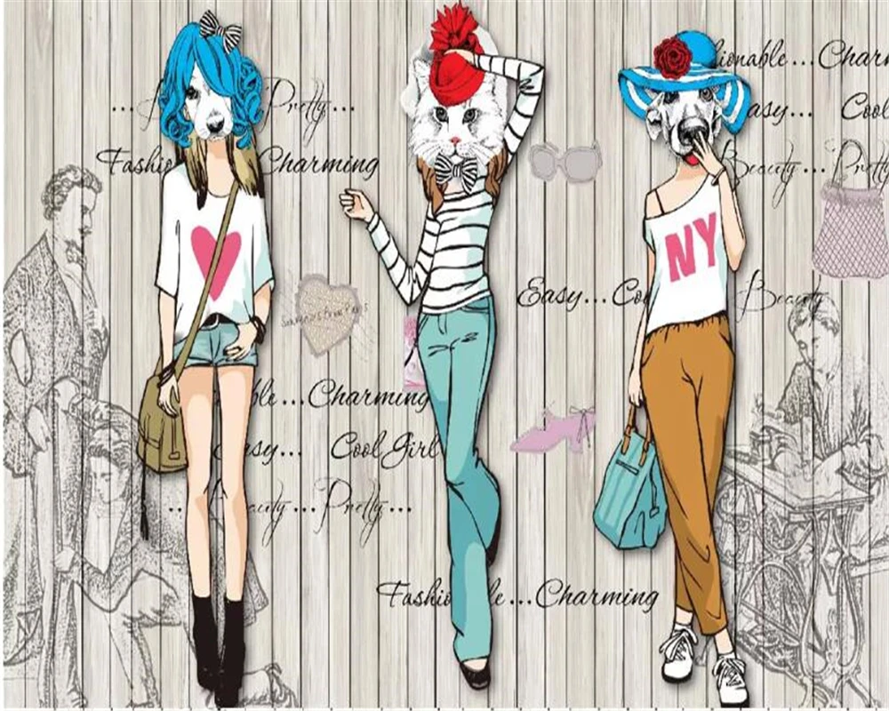 beibehang Wallpaper 3d papier peint mural wall sticker cartoon girl paper tooling wallpaper Mural for kids room | Обустройство дома